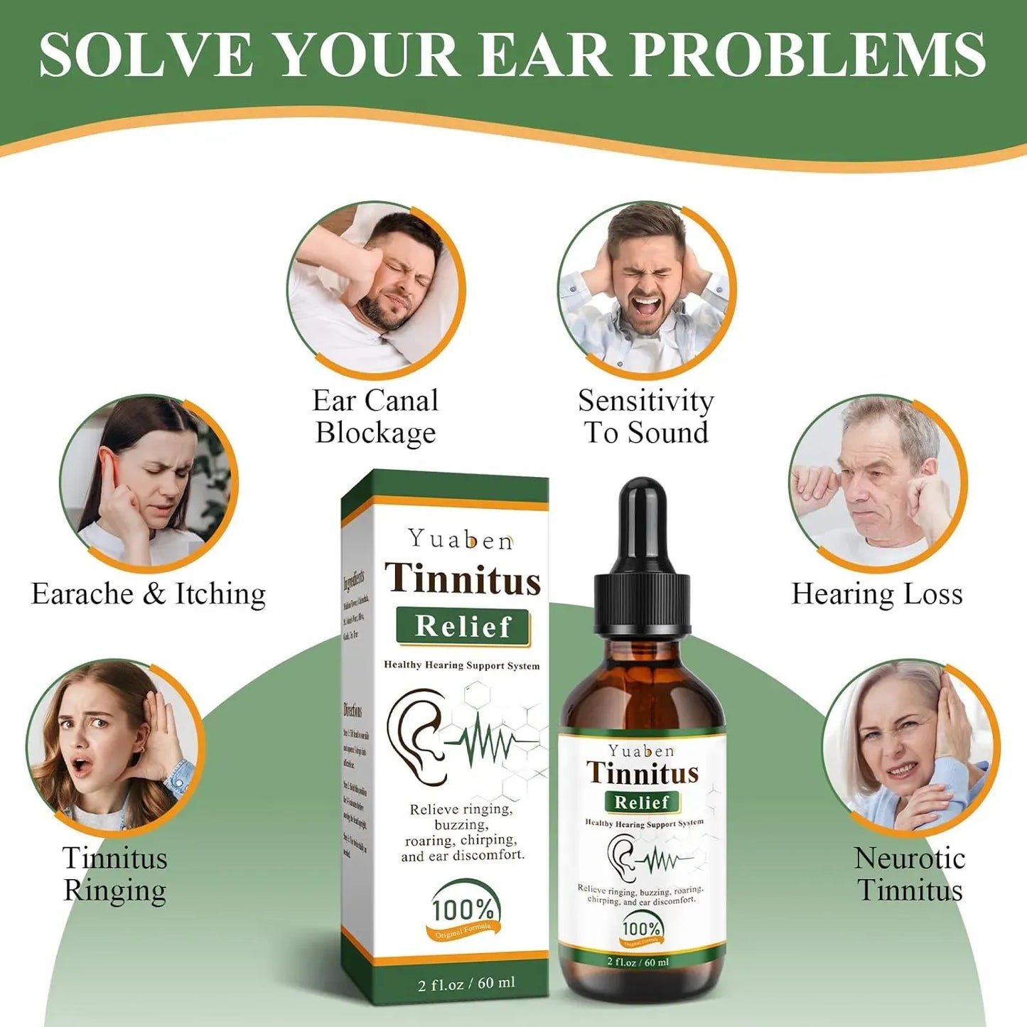 Yuaben Tinnitus Relief Drops | Healthy Hearing Support System | 60ml